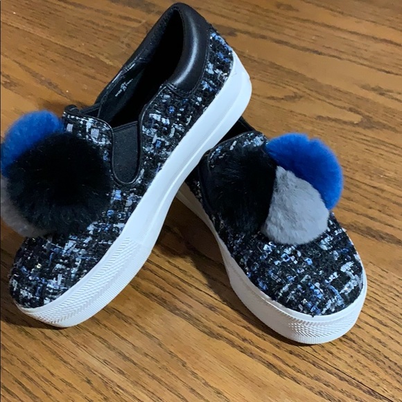 Ash Shoes - Ash Joy Rabbit Fur Pom Pom Slip-On Sneakers